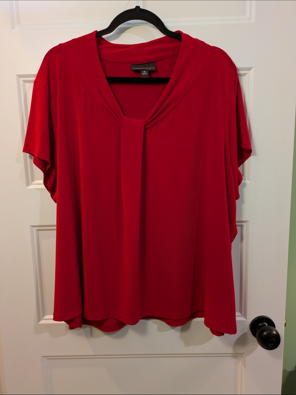 Dana Buchman Red Short-Sleeve Twist Front Blouse